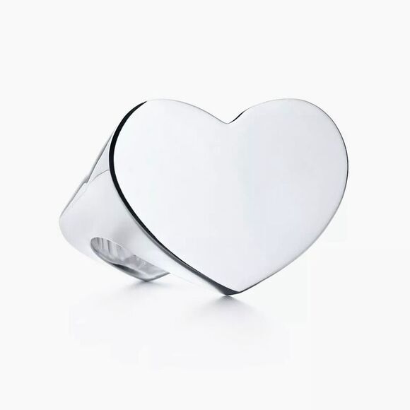 Like New Tiffany & Co Paloma Picasso Double Modern Heart Ring - Silver - sz 7 - Picture 2 of 15
